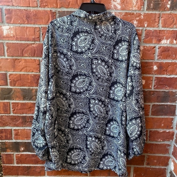 Diane Von Furstenberg Vintage Womens 2X 3X Black Sheer Floral Button Down Blouse - Picture 4 of 8